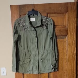 Ashley By 26 International Green Embroidered Utility Jacket